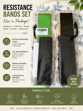 Heavy Resistance Bands Set Fitness Workout Yoga Pilates Physical Therapy Bands